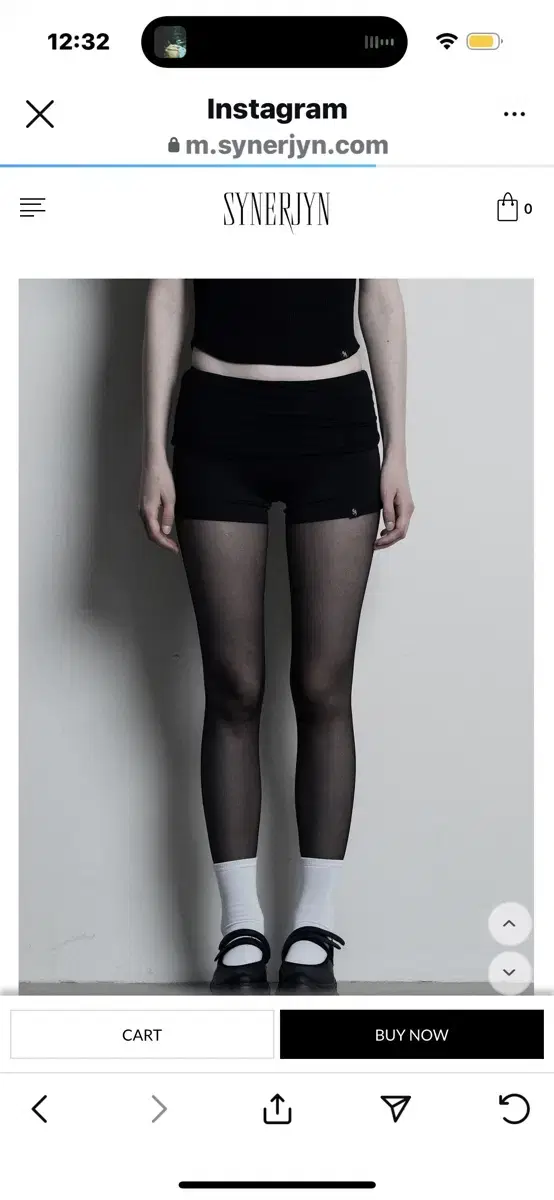 시너진 SHIRRING POLD MICROSHORTS BLACK 새상품